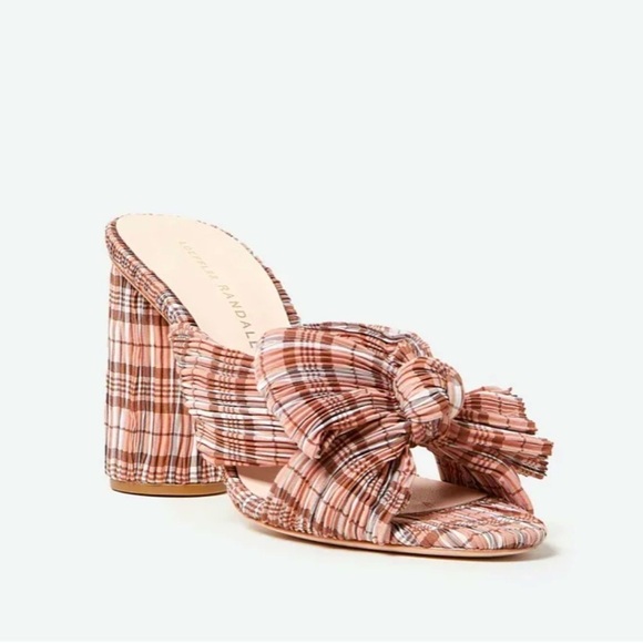 LOEFFLER RANDALL Penny Plaid Bow Heels Mules EUC - Picture 1 of 9